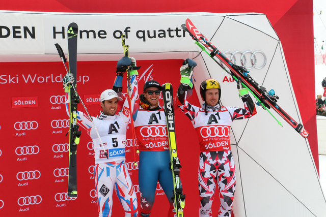 Thomas Fanara, Ted Ligety und Marcel Hirscher