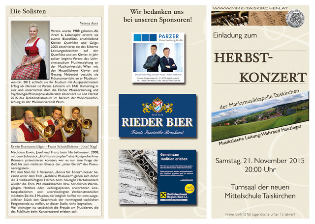 Herbstkonzert 2015 - Flyer / Vorstellung Solisten