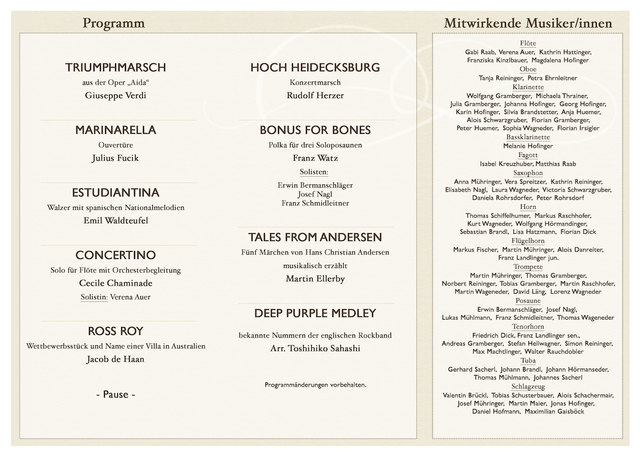 Herbstkonzert 2015 - Flyer / Programm