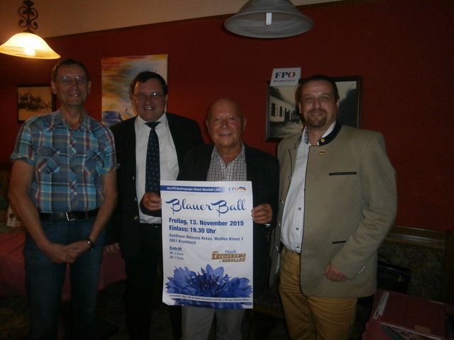 (v.l.n.r.) OPO Stv. GR Robert Fyla, LAbg. GR Mag. Dr. Alfred Wansch, Ortsparteiobmann GR Dkfm. Richard Czujan, Bezirksparteiobmann Stv. GR Walter Gall;