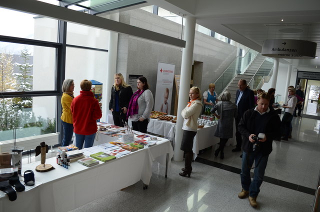 Mit dem Gesundheitszentrum vernetzte Dienstleister stellten in der Aula des LKH aus.