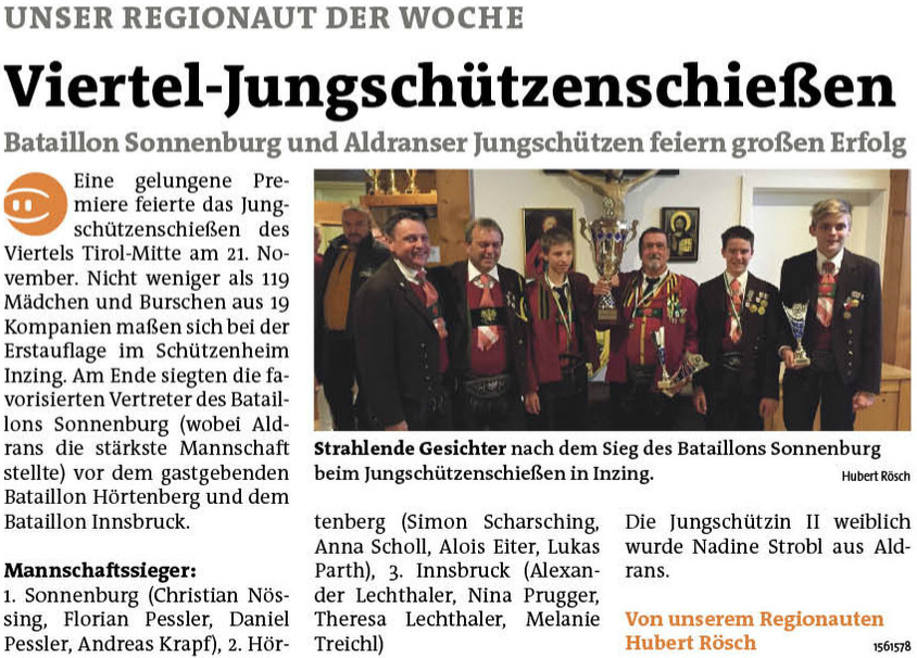 Bezirkssblätter Hall/Rum KW 49Hubert Rösch - Link zum Beitrag: http://www.meinbezirk.at/hall-rum/magazin/viertel-jungschuetzenschiessen-in-inzing-d1561578.html
