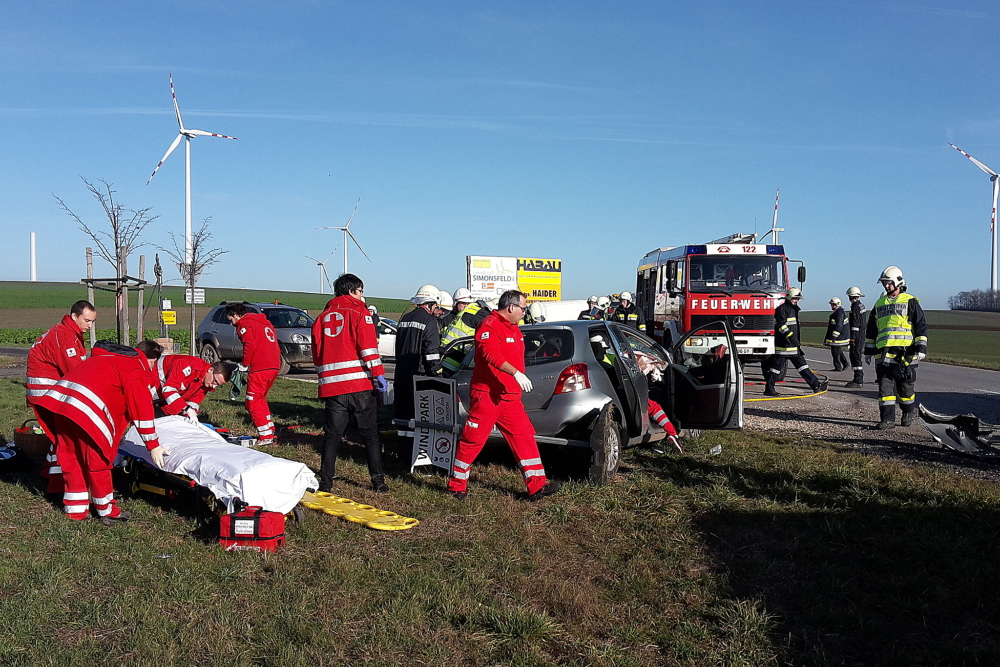 Schwerer Verkehrsunfall auf der B47 bei Ebersdorf an der Zaya Mistelbach