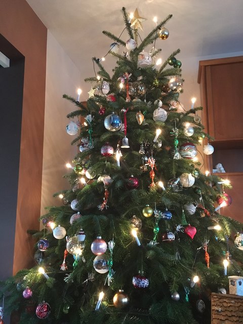 Mein Christbaum mit verschiedenen Kugeln aus aller Welt!
