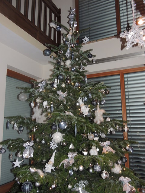 Ein Traum von einen Christbaum in weiß - blaugrau und einer Höhe von 3,40 m