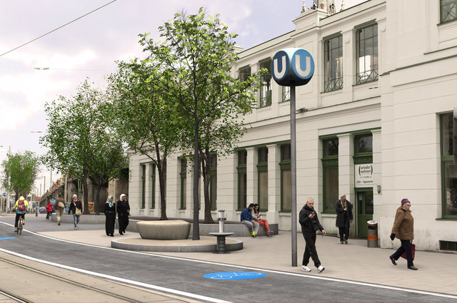 Alles neu: So soll der Vorplatz der U6-Station Josefstädter Straße nach dem Umbau aussehen. | Foto: BV16