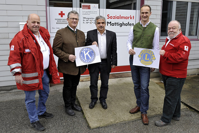 Georg Kaser, Karl Resetarits und Peter Jakob vom Kiwanis Club, Herbert Karer vom Lions Club und Josef Spießberger.