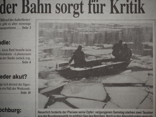 Im Plansee starben zwei Eistaucher. Die Bergung gestaltete sich für die Wasserrettung schwierig. | Foto: Archiv