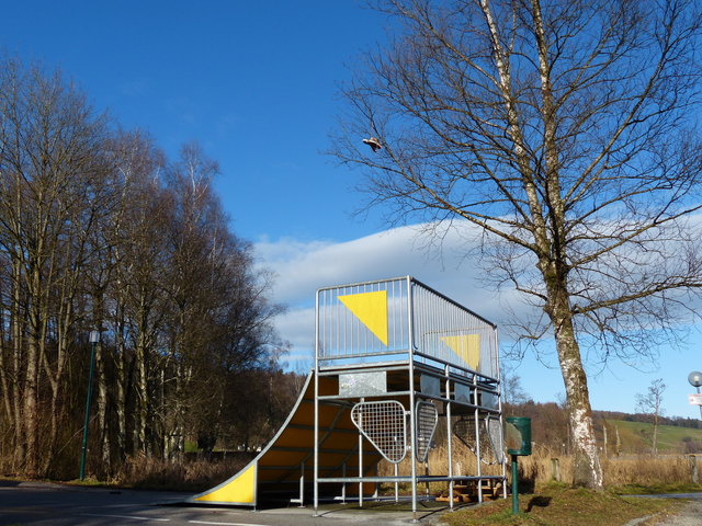 Coole Himmelfahrtsrampe mit Tree-Sneaker oberhalb im Baum!