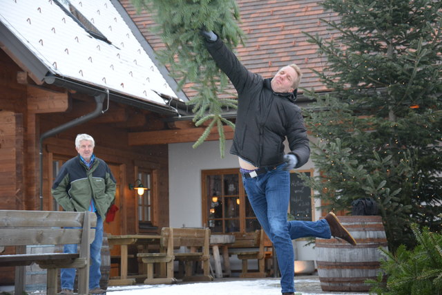 Kraft und Technik sind wichtige Elemente beim Christbaumwerfen.
