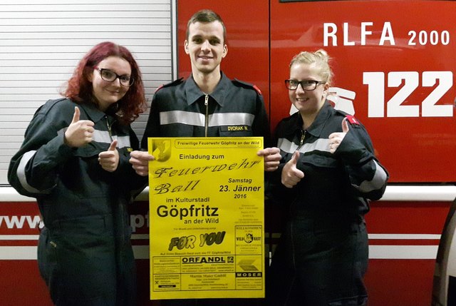 FM Claudia Neuteufel, OFM Martin Dvorak und SB Daniela Haider freuen sich mit den Mitgliedern der FF Göpfritz/Wild bereits auf IHREN Besuch