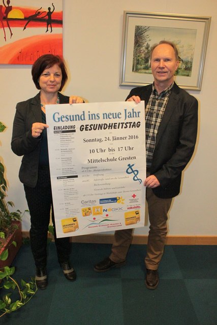 Gabriela Oelmann und Erich Buxhofer laden zum informativen Gesundheitstag in Gresten.