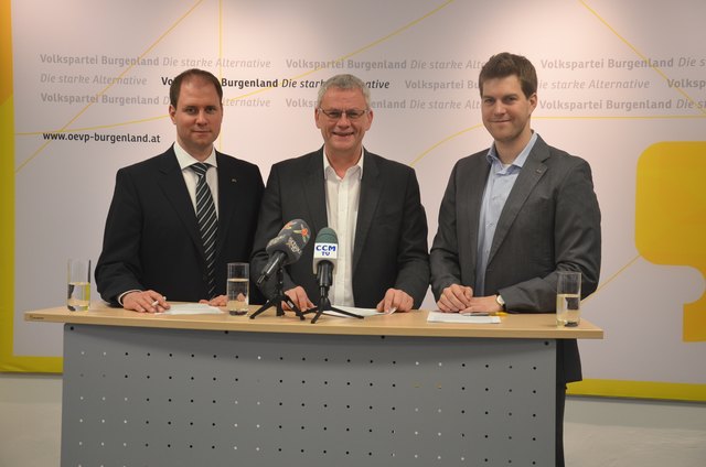 Die ÖVP-Spitze präsentierte ihren Maßnahmenkatalog für den Asylbereich: Christian Sagatz, Thomas Steiner und Christoph Wolf