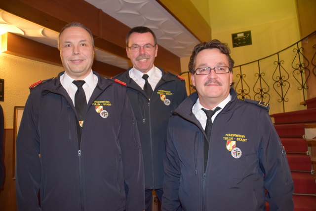 Stellvertreter Gerhard Müller, Kommandant Ernst Ambrozy und Verwalter Hans Payer.