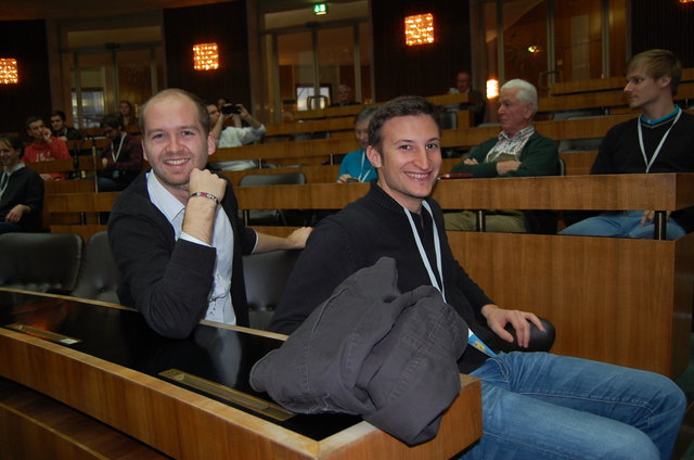 Die Perger Neos unter Stefan Nußbaummüller (links) im Parlament 2014