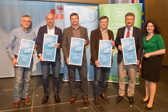Verkehrsausschussobmann Emil Dander (Stadtgemeinde Wörgl), Umweltreferent Stefan Hohenauer Stadtgemeinde Kufstein), Bauausschussobmann Stefan Schütz (Gemeinde Kirchbichl), Bgm. Anton Hoflacher (Marktgemeinde Kundl), Bgm. Rudolf Puecher (Marktgemeinde Brix