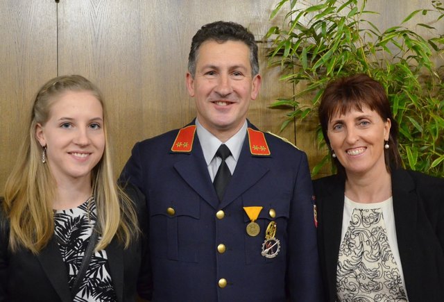 Gastgeber Leonhard Heitzmann mit Tochter Michaela und Gattin Susanne