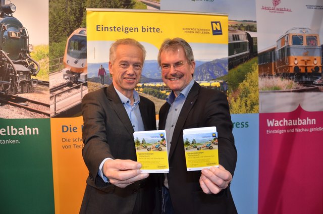 NÖVOG-Geschäftsführer Gerhard Stindl und Verkehrslandesrat Karl Wilfing in Wien.