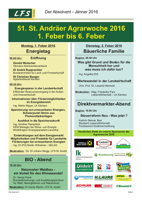 Programm St. Andräer Agrarwoche