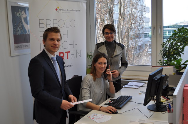 Servicestelle für Medizinstudenten: Christoph Arneitz, Paula Dostal und Beate Prettner (v.l.)