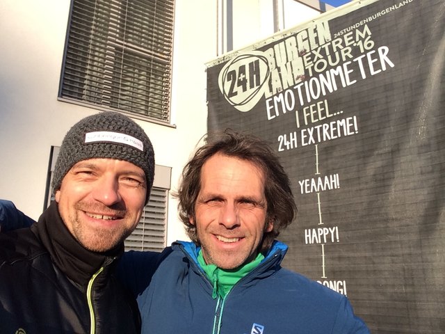 l.OÖ Botschafter Andreas Gindlhumer r. Michael Oberhauser Organisator der 24 Stunden Burgenland Extrem Tour