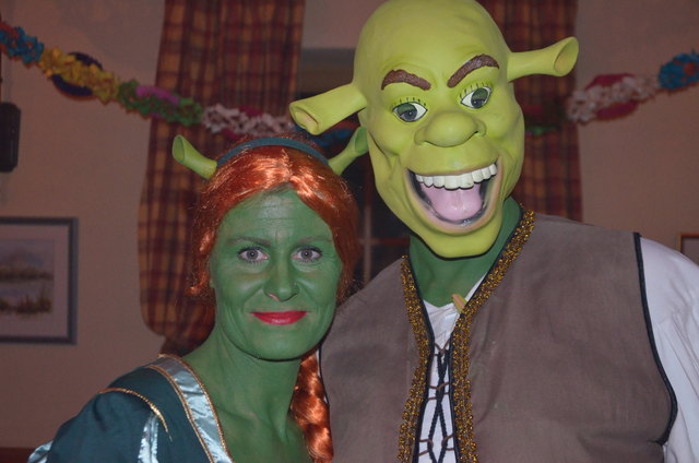 Shrek und Fiona. "Grün im Gesicht ohne Alkohol und später auch mit."