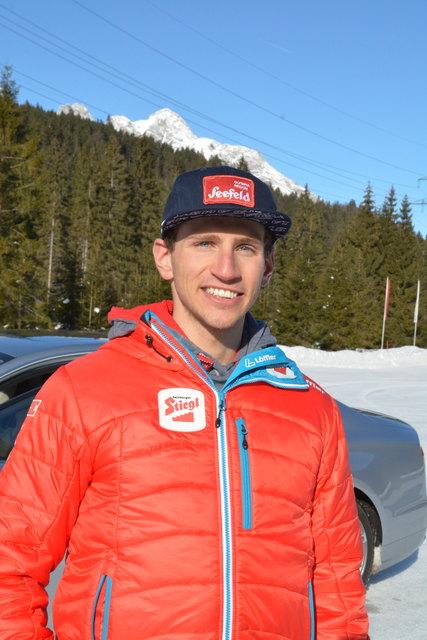 David Pommer, Lokalamtador aus Inzing bei den Bewerben in Seefeld dabei.