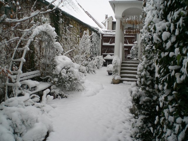 auch ein kleiner Innenhof kriegt ganz schön was ab!