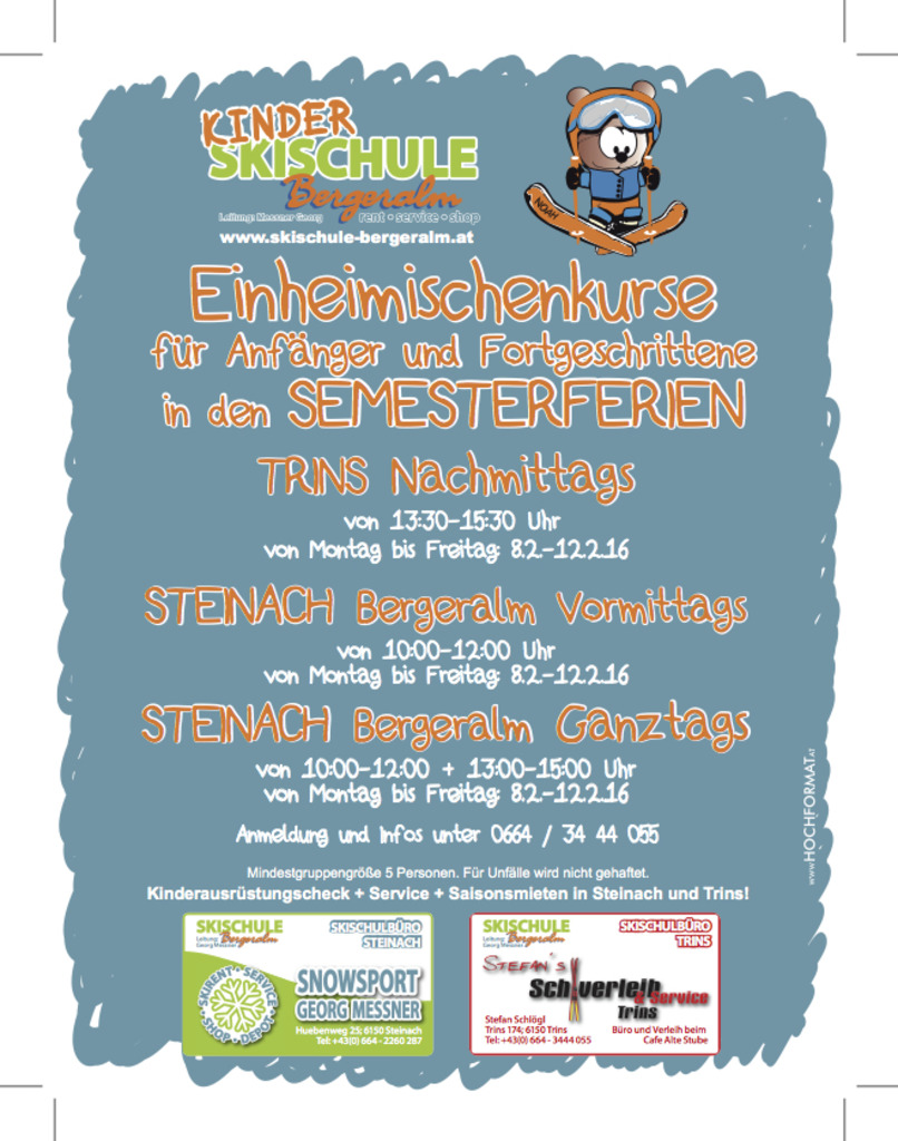 Schikurs In Den Semesterferien Trins Stubai Wipptal