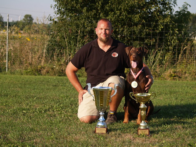 Mit dem Dobermann Colt vom Hermanns-Hanten wurde Kruiss 2015 ÖGV-Leistungssieger.