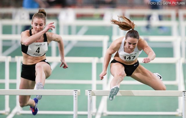 Karin Strametz stellte über die 60 Meter Hürden einen neuen Rekord auf. | Foto: GEPA