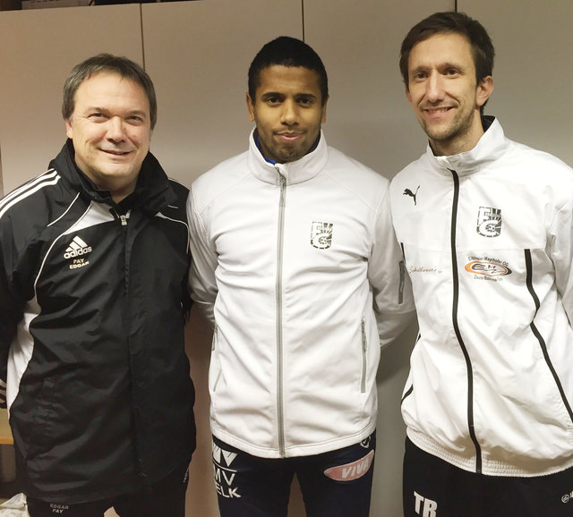 Die Neuen beim FCB: Trainer Edgar Pay, Stürmer Franck Matondo und Co-Trainer Rudi Rembart. | Foto: FC Braunau