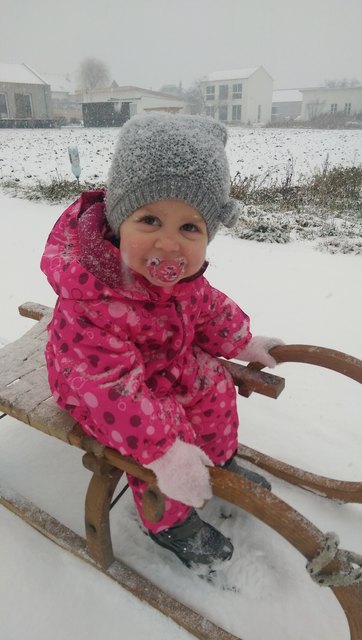 Elena's erste Schlittenfahrt
