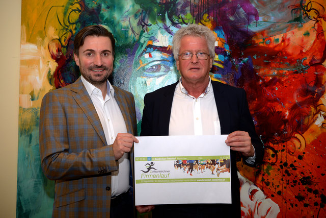 Dieter Schneider (MSC li.) und Josef Anzenberger (Raiba) organisieren gemeinsam den 2. Firmenlauf in Neunkirchen.