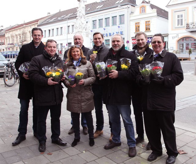 Viele bunte Primeln verteilte die ÖVP Klosterneuburg anlässlich des Valentinstages. | Foto: Presle