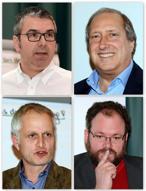 Präsentierten das neue Verkehrskonzept "Oberes Gailtal" und beantworteten zahlreiche Publikumsfragen: Toni Matosic (Verkehrsplaner), Landesrat Rolf Holub, Mobilbüro-Geschäftsführer Christian Themeßl-Huber und ÖBB-Pressesprecher Christoph Posch