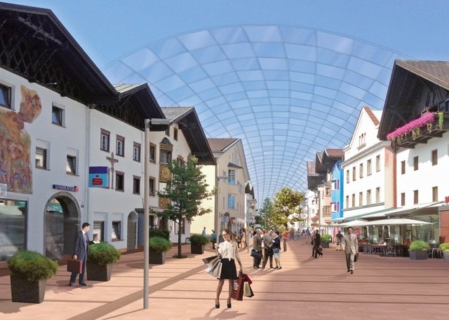 Grafik: Glasdach über der Fußgängerzone von Apotheke bis Hotel Munde. | Foto: Grafik: m+m werbeagentur