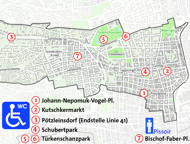 In Währing stehen den Bürgern derzeit sieben öffentliche WC-Anlagen zur Verfügung.