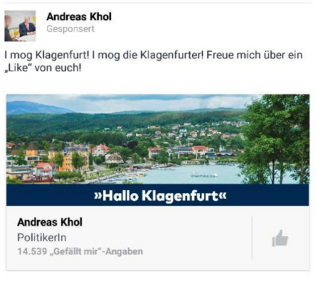 Dieses Posting hat Khol bzw. sein Social Media-Betreuer bereits gelöscht | Foto: Facebook/Andreas Khol