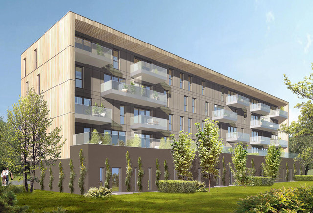 Dieser fünfgeschoßige Wohnbau besteht aus Holz und wird in Leonding errichtet. Im Sommer 2017 soll er fertig sein. | Foto: pro holz
