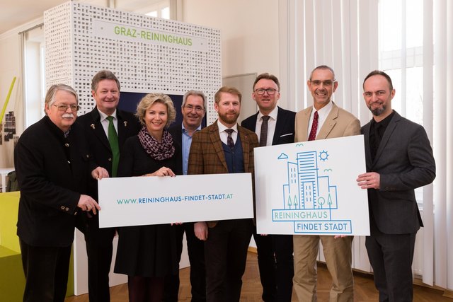 Edmund Klamminger (enw), Wolfgang Erber (Erber Holding), Gertrud Hofstätter und Peter Kletzenbauer (Hofstätter & Kletzenbauer), Gernot Katzenberger (bwsg), Hans Schaffer und Christian Krainer (ÖWG Wohnbau), Kristijan Agatic (GRAWE), v. l.