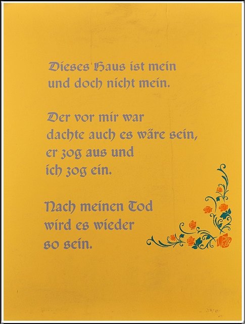 Dieser Spruch ist auf der Außenmauer vom Gasthaus Felsenkeller in Friesach