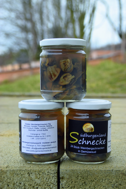 Auch eingelegt schmeckt die "Südburgenland-Weinbergschnecke".