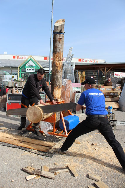 Klaus Zimmermann mit der Einhandsäge