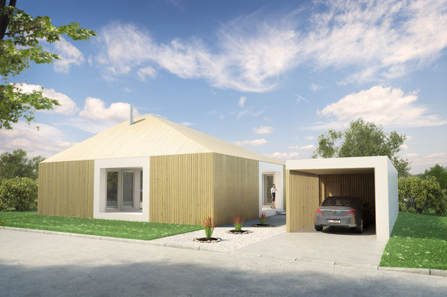 Durch den quadratischen Grundriss ist der Designer-Bungalow nahezu für jedes Grundstück geeignet. | Foto: m-haus
