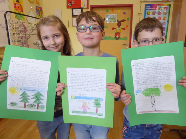 Die 2m Klasse setzte sich mit Waldbäumen auseinander und schrieb Briefe an die Bäume.