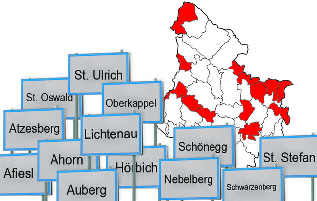Wenn es keine Gemeinden mehr unter 1000 Einwohnern geben soll, geht es 13 Gemeinden im Bezirk an den Kragen. | Foto: Grafik: BRS/Lindorfer