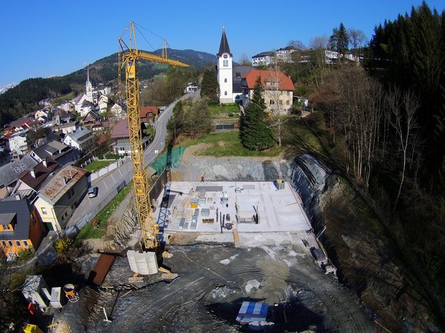 Das erste Drittel der Tiefgarage nimmt bereits Formen an