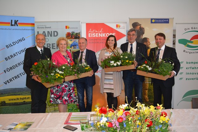 Hoffen auf rege Teilnahme: LWK-Präsident Ök.-Rat Franz Stefan Hautzinger, Agrarlandesrätin Verena Dunst, Präsident Ök.-Rat Albert Trinkl, Obmann Verein „Die Gärtner Burgenlands“, Natur- und Umweltschutzlandesrätin Mag.a Astrid Eisenkopf, LAbg. Mag. Johann