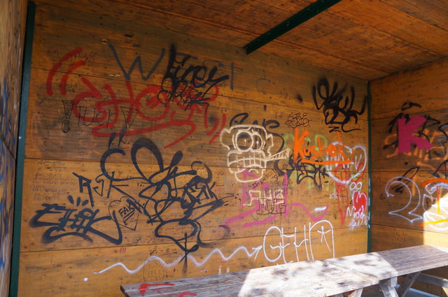 Ausgetobt haben sich auch im Aupark einige Graffiti-Sprayer.